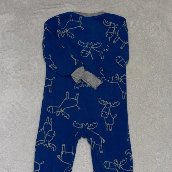 (2 for $10) carters fleece Blue Moose Print  footie / sleeper - Picture 6 of 7